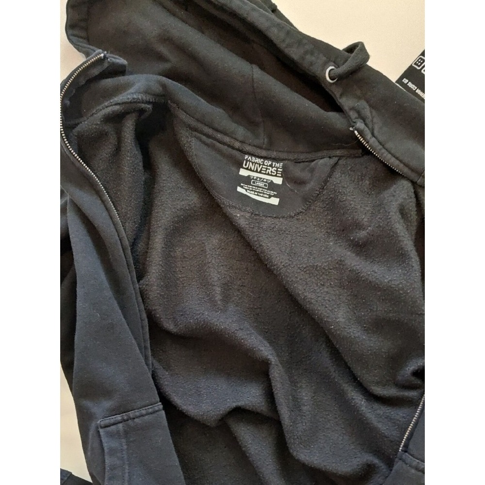 Men FBRC Black Zip-Up Hoodie Sweater Large White & Purple Graphics Pockets - Picture 14 of 15
